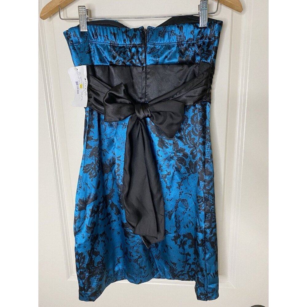 NWT Speechless Sz 5 Lace Print Semi Formal Homecoming Dress Made In USA Y2K Blue - Picture 2 of 7